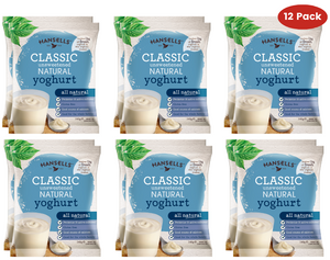 12x Sachets Hansells - Classic Unsweetened Natural Yoghurt