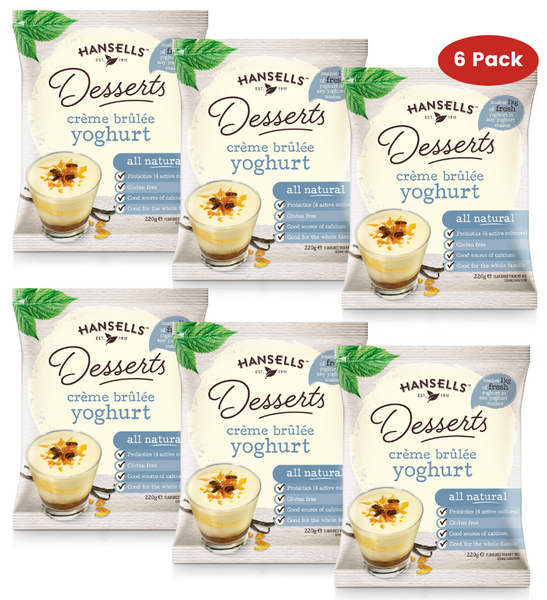 6x Sachets Hansells - Desserts Crème Brûlée Yoghurt
